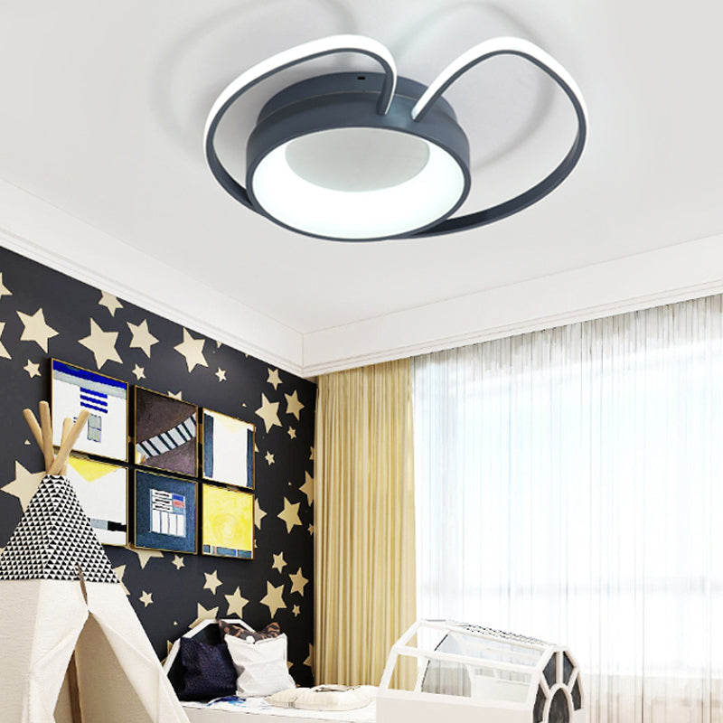Stylish Round Macaron Flush Ceiling Light with Acrylic Wing Design for Living Room