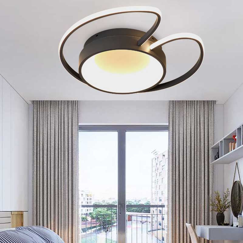 Stylish Round Macaron Flush Ceiling Light with Acrylic Wing Design for Living Room