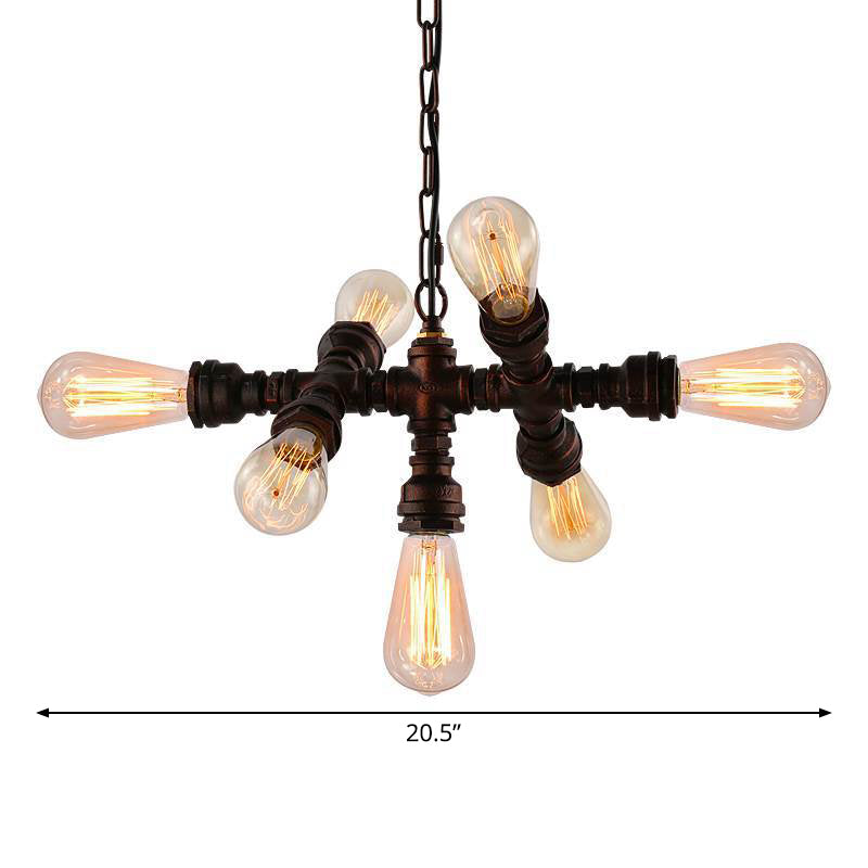 Lustre de bistrot Steampunk en fer de Sputnik Design - Plafonnier à 7 ampoules en bronze antique