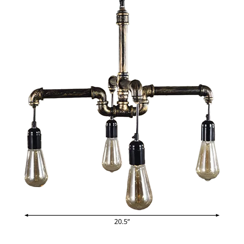Lustre industriel en fer avec 4/6 lumières - Suspension noire/bronze pour table à manger