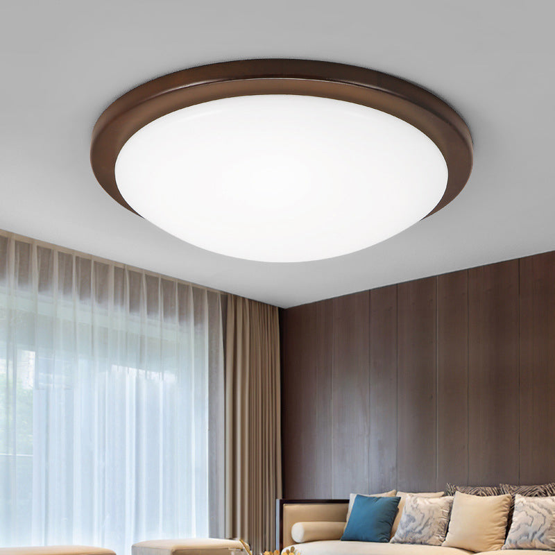 Simple Wood Flush Mount Ceiling Light With Led Round/Square/Flower Design 14/15/18 Wide Acrylic