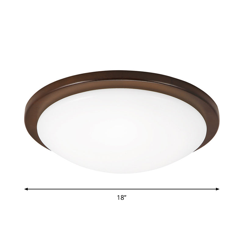 Simple Wood Flush Mount Ceiling Light with LED, Round/Square/Flower Design, 14"/15"/18" Wide, Acrylic Shade, Brown