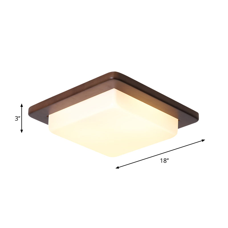 Simple Wood Flush Mount Ceiling Light With Led Round/Square/Flower Design 14/15/18 Wide Acrylic