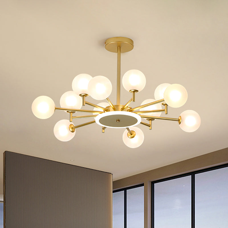 Lustre contemporain en forme d'étoile noir/doré - Suspension en verre opale givré/transparent pour salon