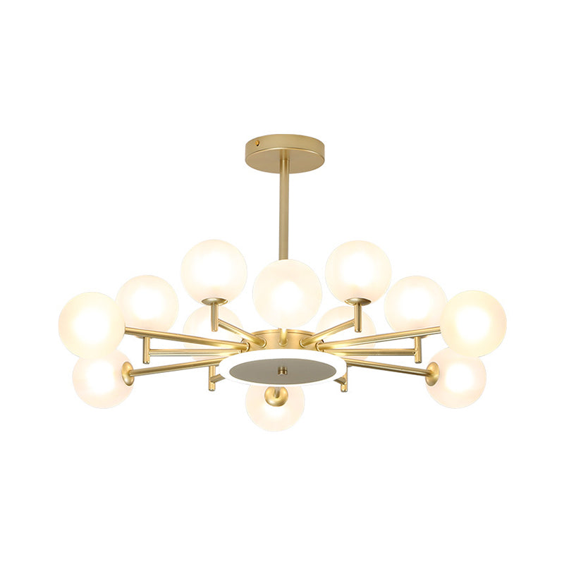 Lustre contemporain en forme d'étoile noir/doré - Suspension en verre opale givré/transparent pour salon