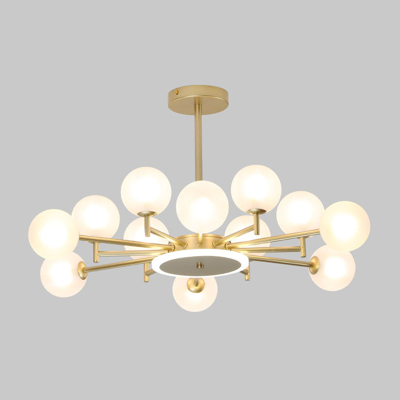 Lustre contemporain en forme d'étoile noir/doré - Suspension en verre opale givré/transparent pour salon