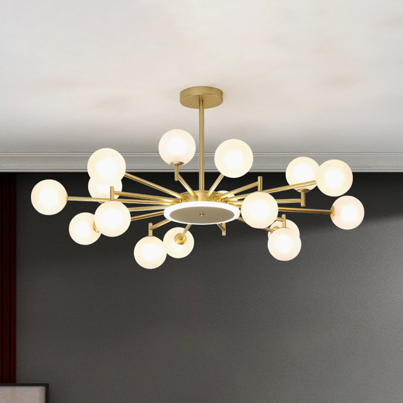 Lustre contemporain en forme d'étoile noir/doré - Suspension en verre opale givré/transparent pour salon