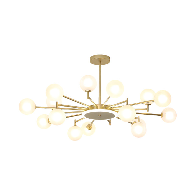 Lustre contemporain en forme d'étoile noir/doré - Suspension en verre opale givré/transparent pour salon