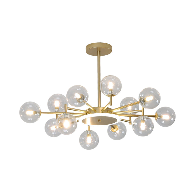 Lustre contemporain en forme d'étoile noir/doré - Suspension en verre opale givré/transparent pour salon