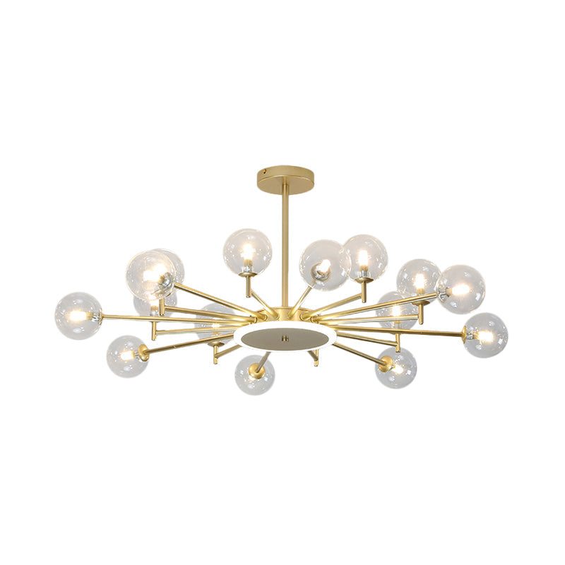 Lustre contemporain en forme d'étoile noir/doré - Suspension en verre opale givré/transparent pour salon