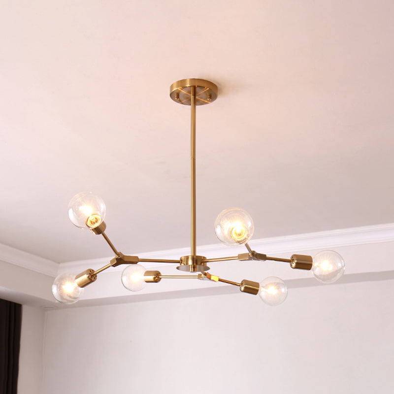 Adjustable Branch Pendant Lamp: Postmodern Metal Chandelier with 6/9 Lights in Black/Gold, Ideal for Living Room