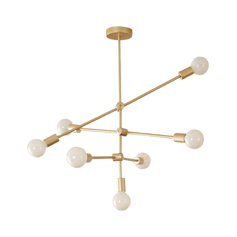 Lampe suspendue postmoderne à bras mobile en métal : 2/3 niveaux, doré, lustre suspendu à 4/5/7 lumières pour table