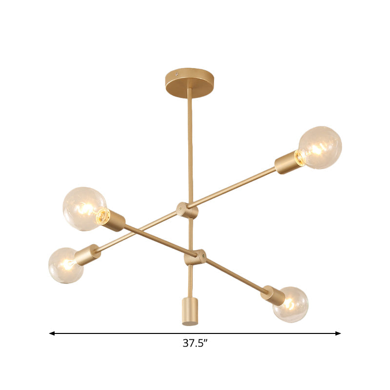 Lampe suspendue postmoderne à bras mobile en métal : 2/3 niveaux, doré, lustre suspendu à 4/5/7 lumières pour table