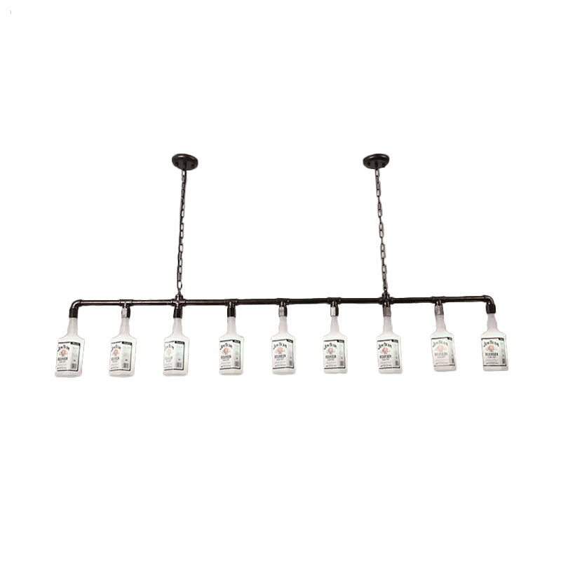 Frosted White Glass Island Lamp - Loft Style, Black Wine Bottle Design - Perfect for Restaurants, Ceiling Suspension Lighting