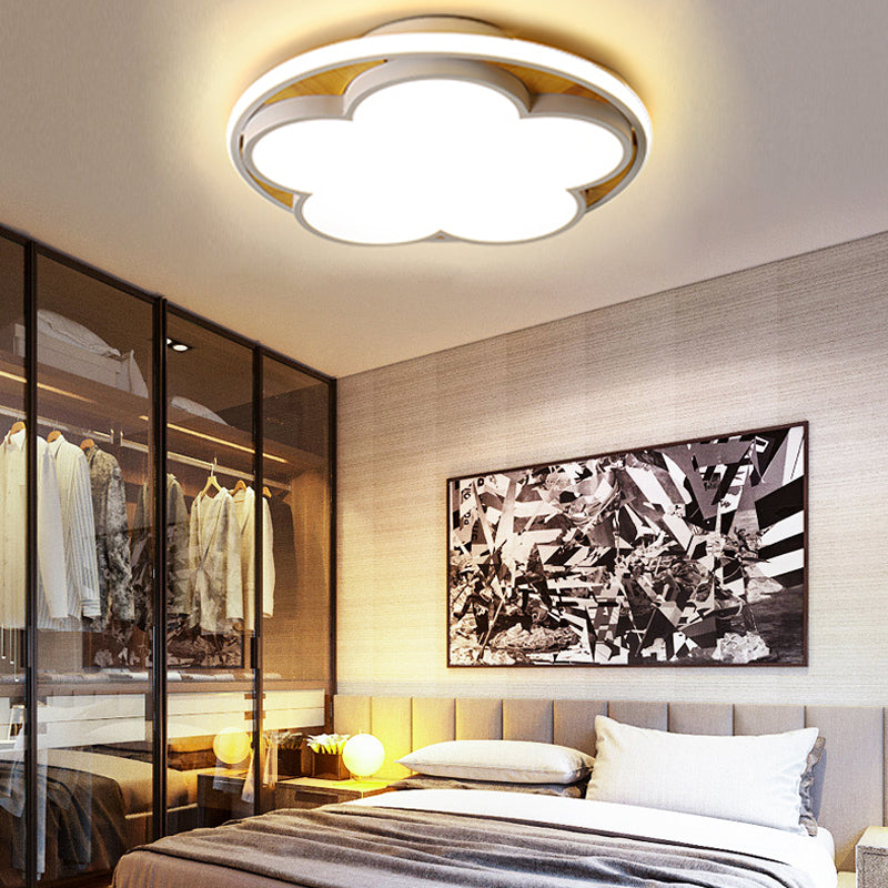 Contemporary Led Ceiling Mount Light For Kids Bedroom Flat Blossom Design White / 16.5 Warm