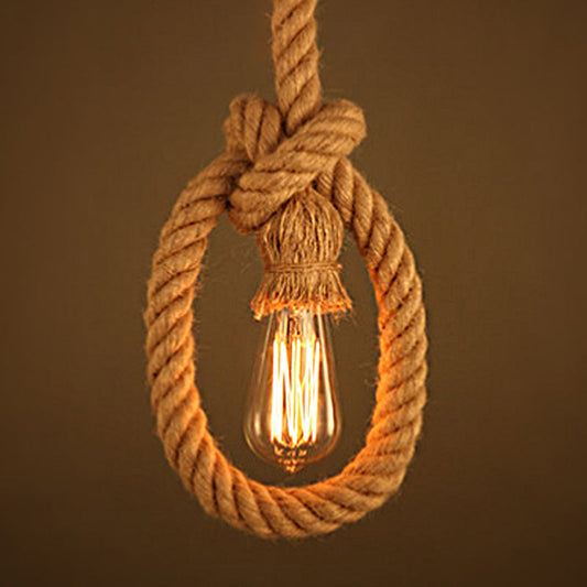 Suspension réglable noire avec corde et ampoule apparente pour restaurants - Style loft, luminaire à 1 lumière
