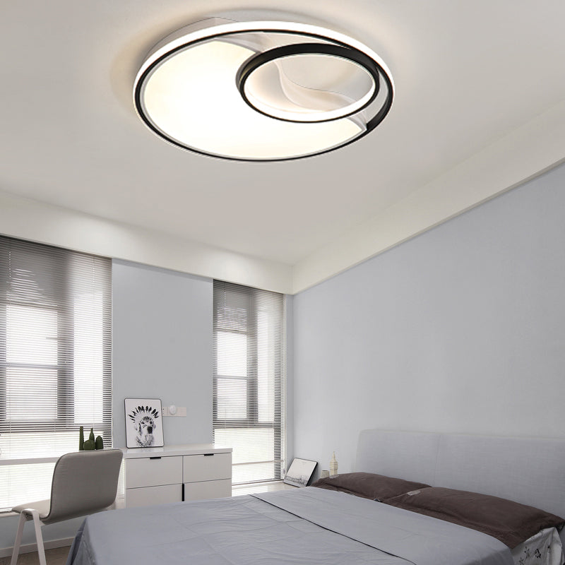 Modern LED Flush Mount Ceiling Lamp for Bathroom or Hallway - Sun Moon Design