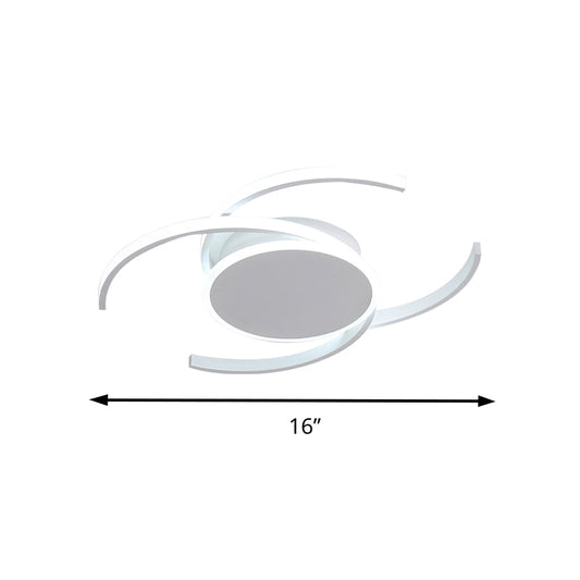 Contemporary Acrylic Flushmount With Double C Design - Indoor White Led Lighting