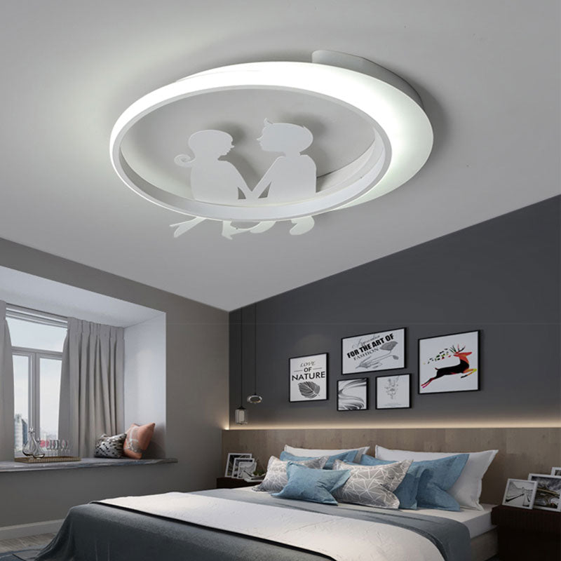 Modern White Acrylic Circle Ceiling Light Fixture for Bedroom - Contemporary Design