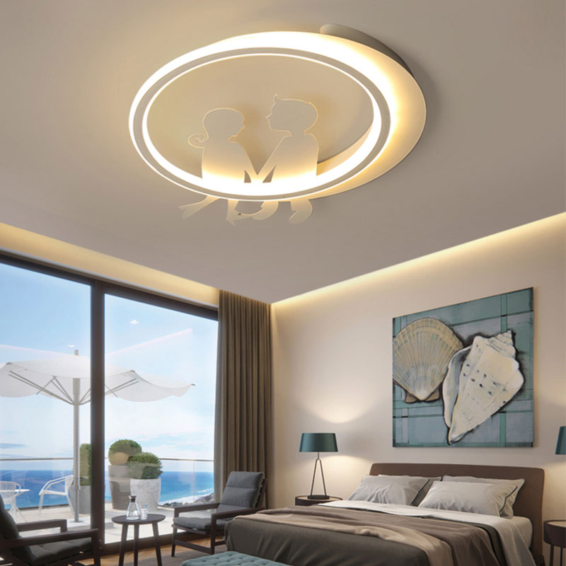 Modern White Acrylic Circle Ceiling Light Fixture for Bedroom - Contemporary Design
