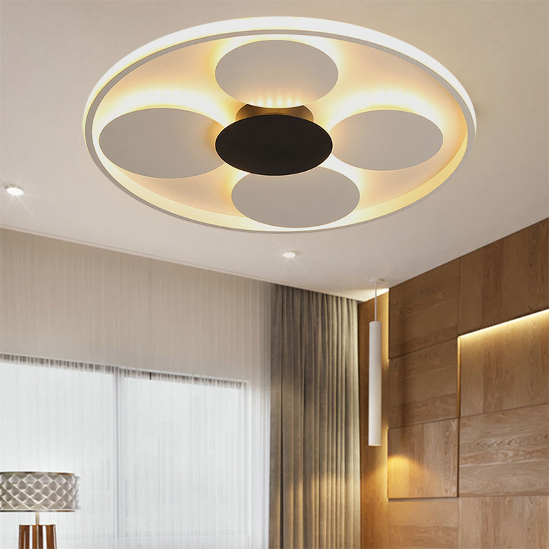 Modern White Circular Acrylic Flush Mount Ceiling Light for Living Room