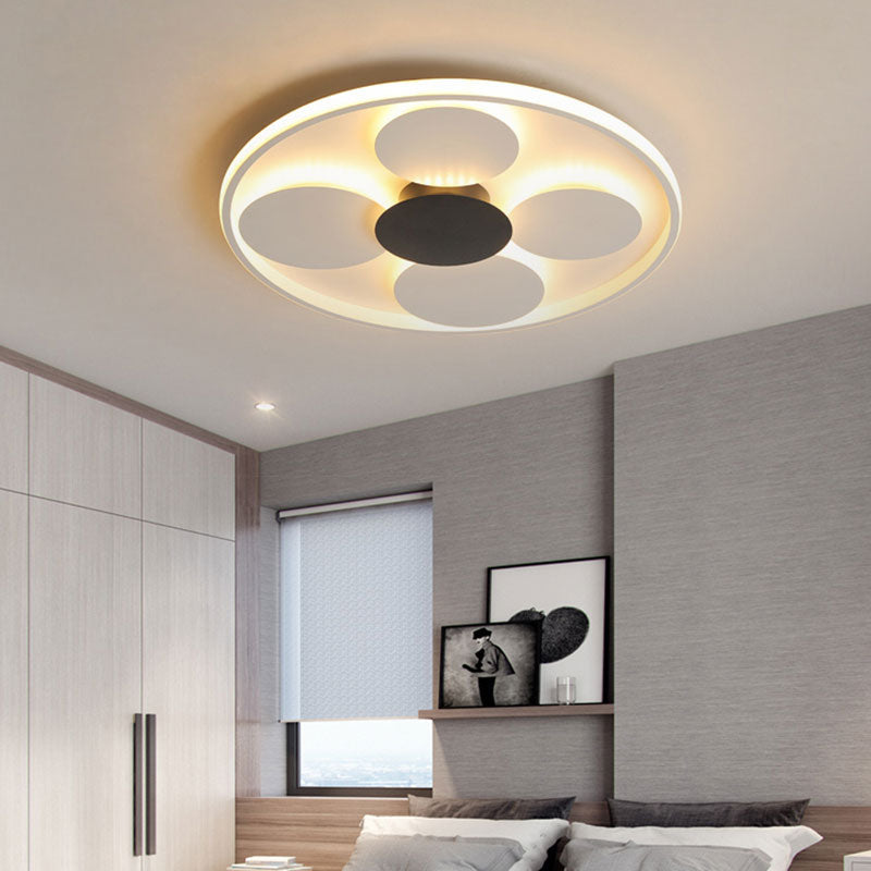 Modern White Circular Acrylic Flush Mount Ceiling Light for Living Room