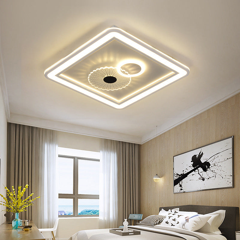 Modern Acrylic LED Flushmount Ceiling Light in White for Bedroom