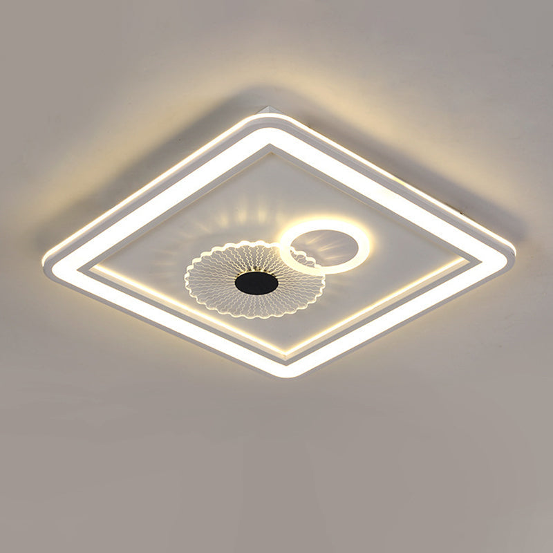 Modern Acrylic LED Flushmount Ceiling Light in White for Bedroom