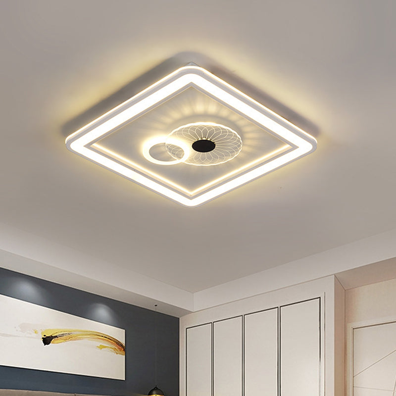Modern Acrylic LED Flushmount Ceiling Light in White for Bedroom