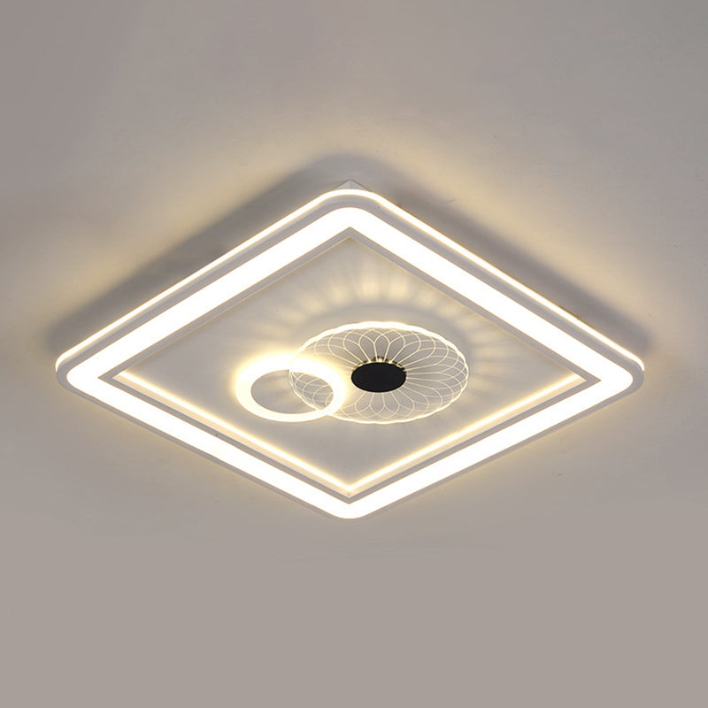 Modern Acrylic Led Flushmount Ceiling Light In White For Bedroom