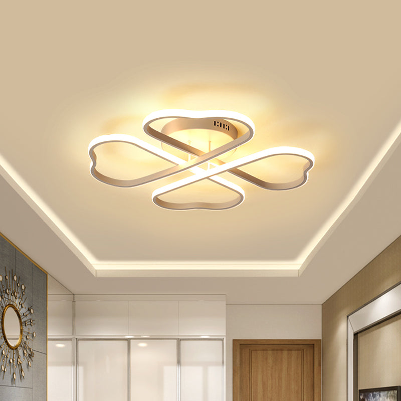 Minimalistic Heart Shape Acrylic Flush Mount Led Ceiling Light In 18/23/28 - Warm/White/3 Color