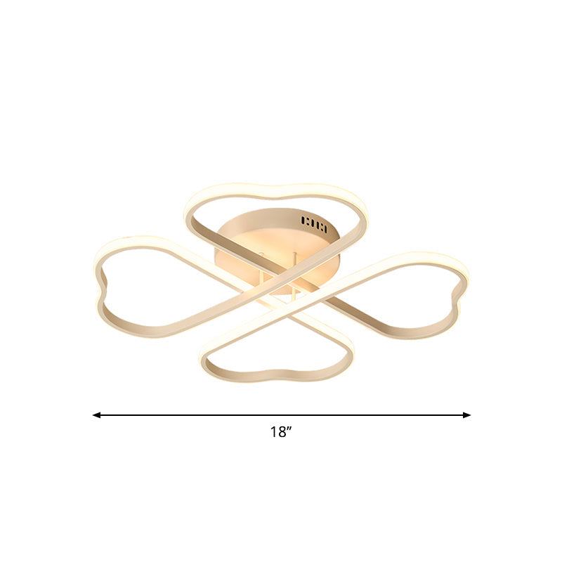 Minimalistic Heart Shape Acrylic Flush Mount Led Ceiling Light In 18/23/28 - Warm/White/3 Color