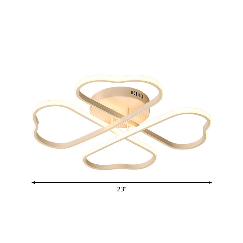 Minimalistic Heart Shape Acrylic Flush Mount Led Ceiling Light In 18/23/28 - Warm/White/3 Color