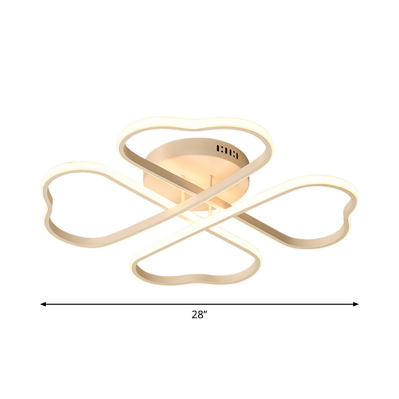 Minimalistic Heart Shape Acrylic Flush Mount Led Ceiling Light In 18/23/28 - Warm/White/3 Color