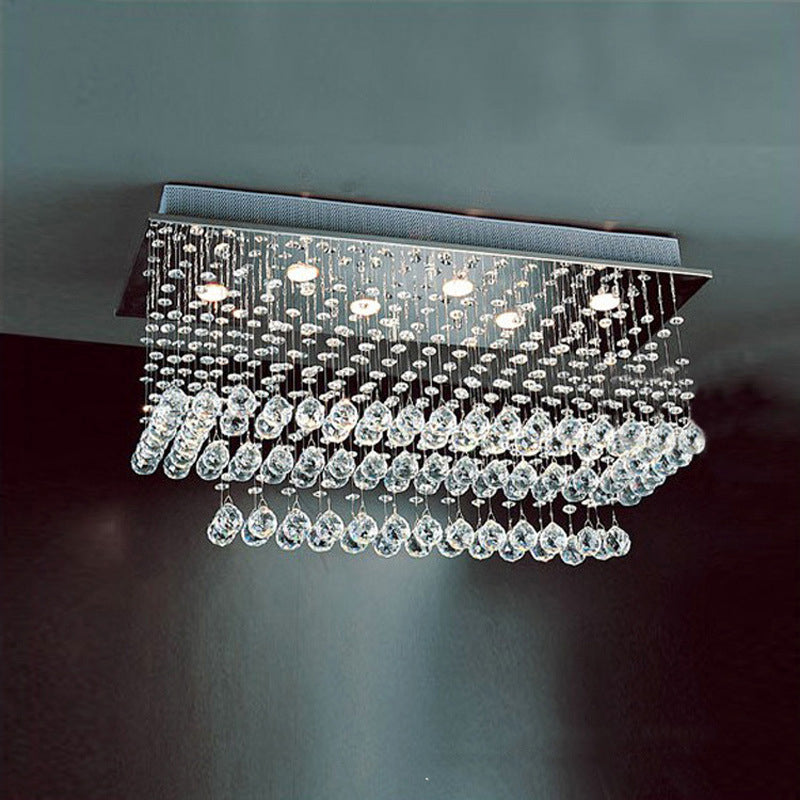 Minimalist Clear Crystal Nickel Flush Mount Ceiling Light