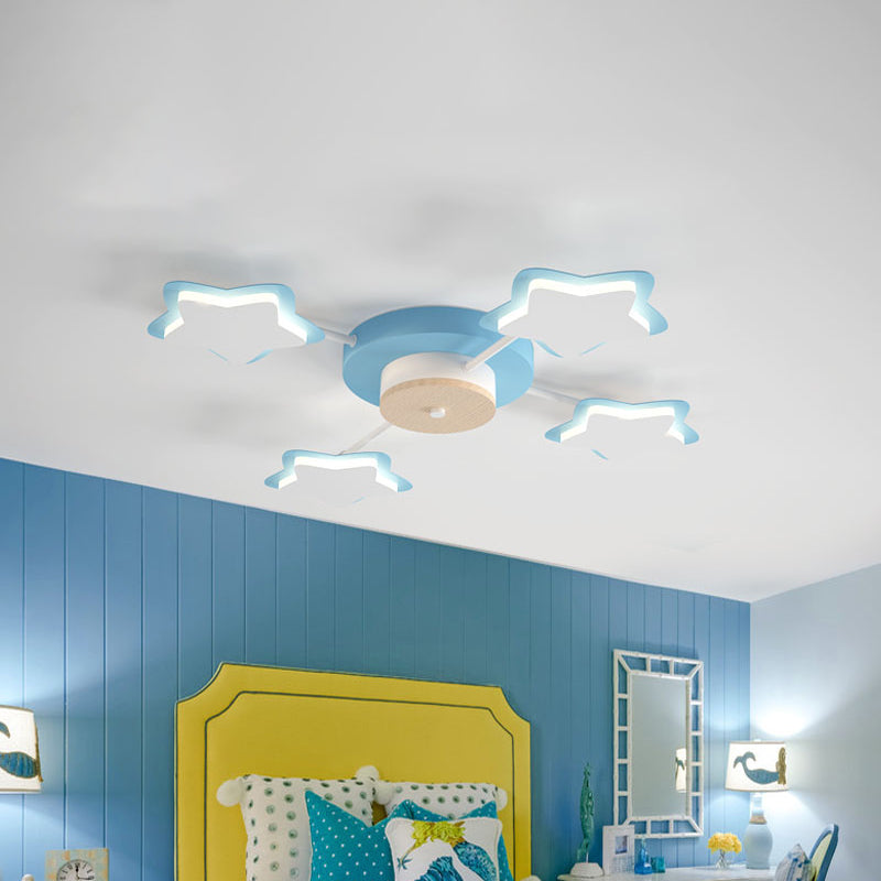 Sleek Pentagram Flush Mount LED Light in Warm/White - Cartoon Acrylic Pink/Blue Lighting