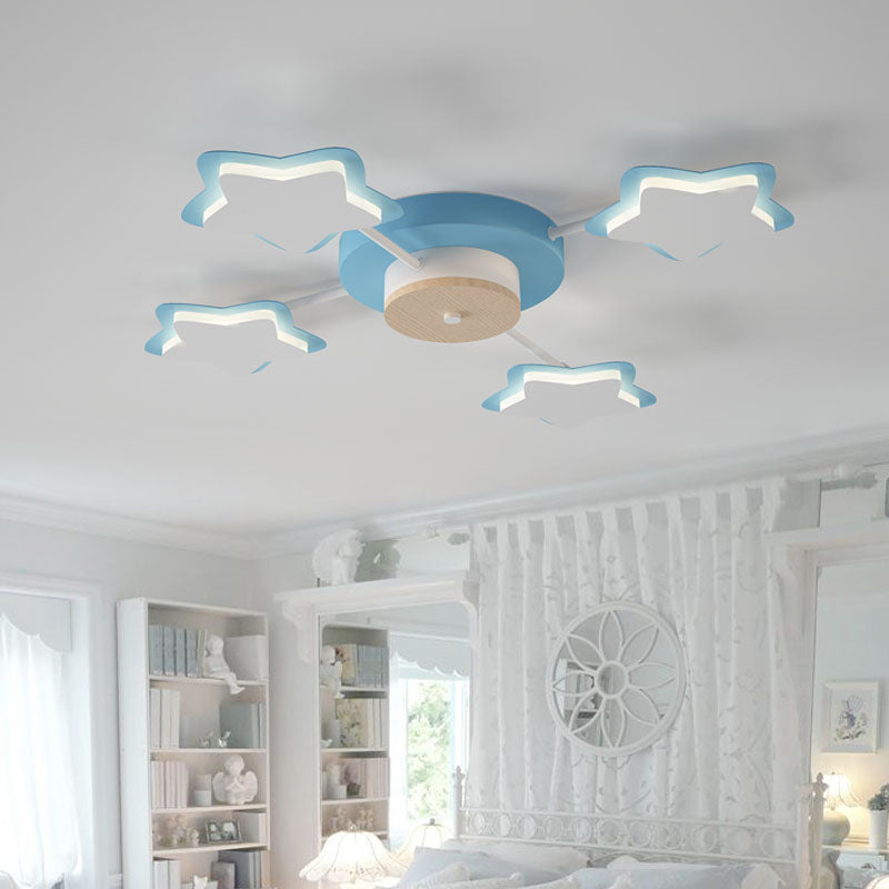 Sleek Pentagram Flush Mount LED Light in Warm/White - Cartoon Acrylic Pink/Blue Lighting