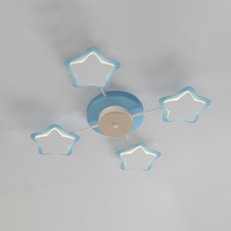 Sleek Pentagram Flush Mount LED Light in Warm/White - Cartoon Acrylic Pink/Blue Lighting