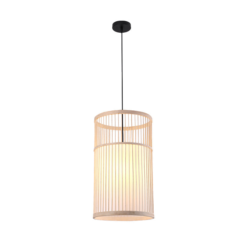 Suspension cylindrique en bambou - Plafonnier de style japonais pour restaurants - Beige
