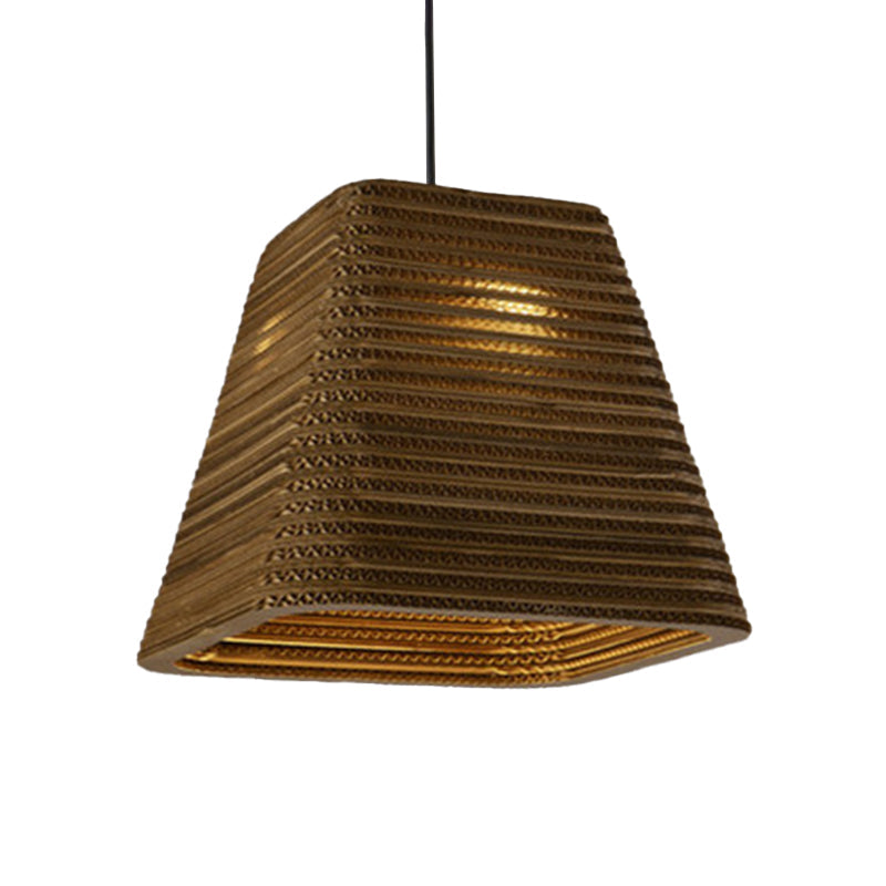 Country Style Trapezoid/Vase Pendant Light Kit - Single Brown Suspension Lamp, 10"/12"/15" Wide