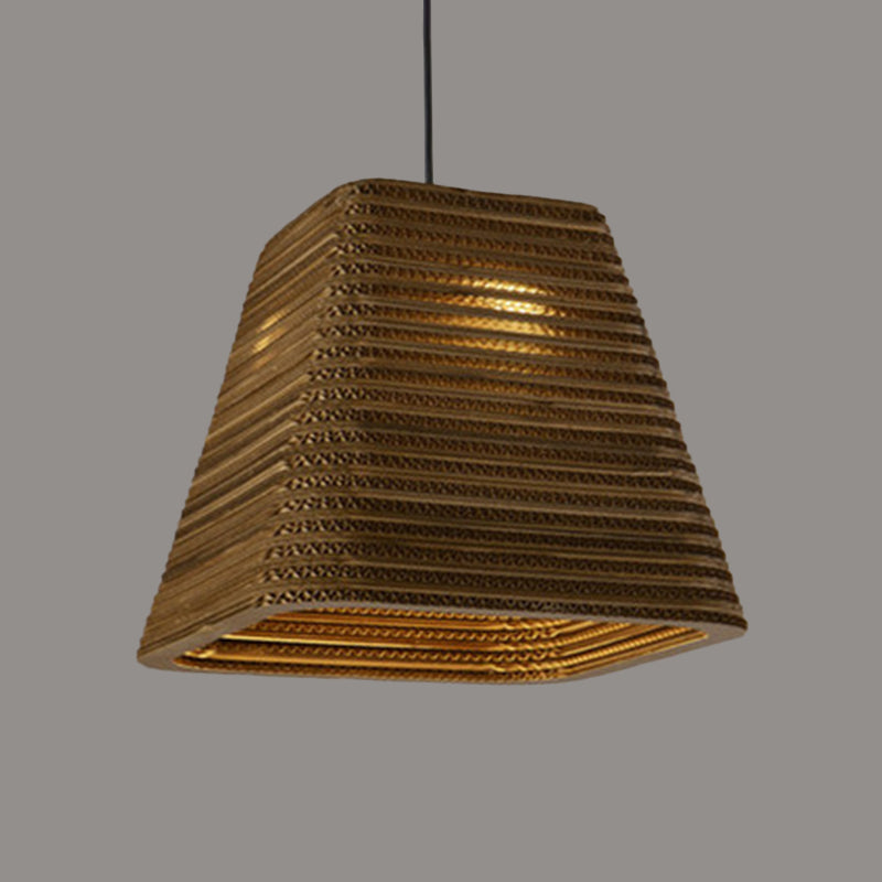 Country Style Trapezoid/Vase Pendant Light Kit - Single Brown Suspension Lamp, 10"/12"/15" Wide