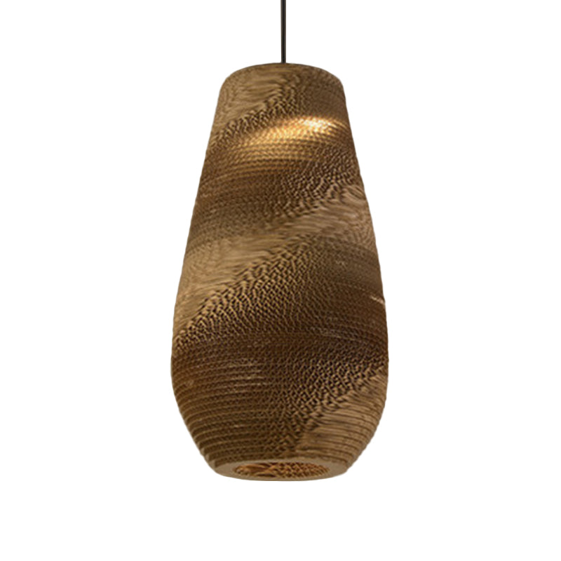 Country Style Trapezoid Vase Pendant Light - Single Brown Suspension Lamp 10/12/15 Wide