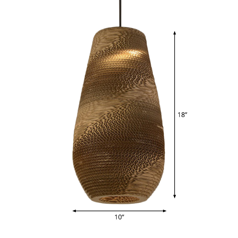 Country Style Trapezoid/Vase Pendant Light Kit - Single Brown Suspension Lamp, 10"/12"/15" Wide