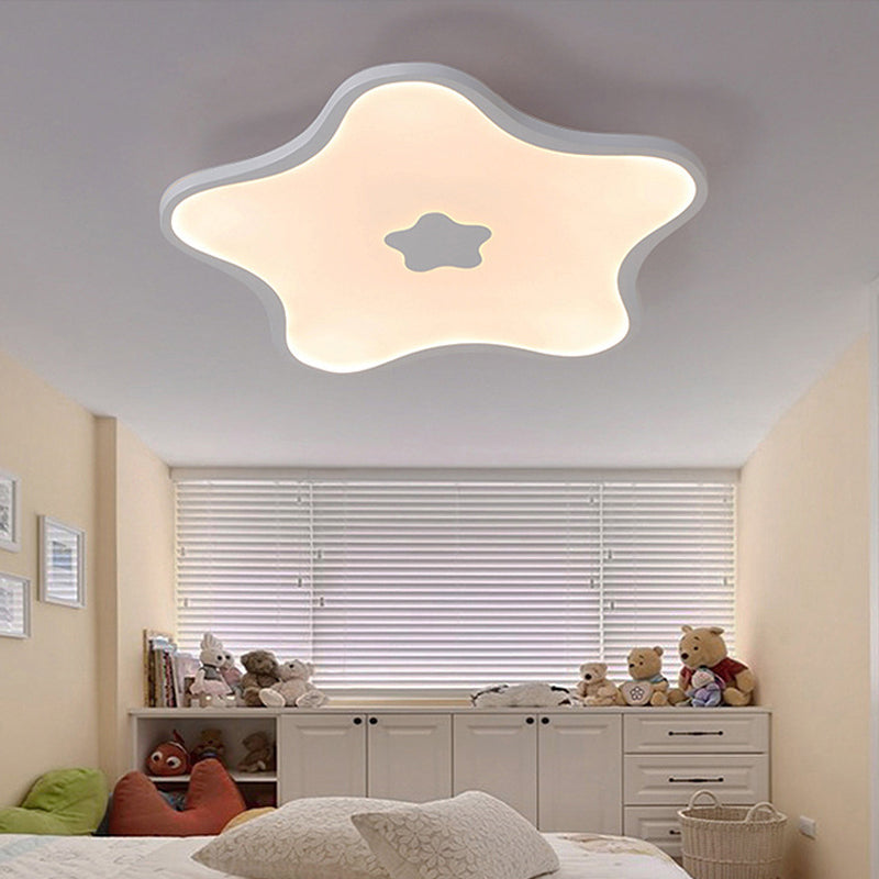 Contemporary LED Flush Mount Ceiling Lamp for Study Room - White Star Acrylic Light