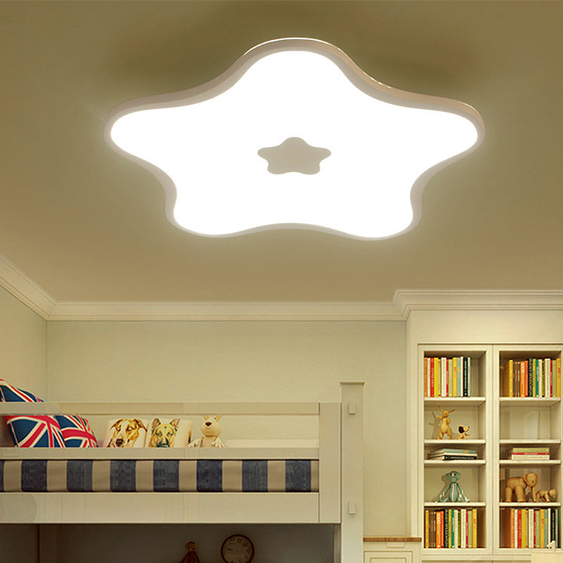 Contemporary LED Flush Mount Ceiling Lamp for Study Room - White Star Acrylic Light