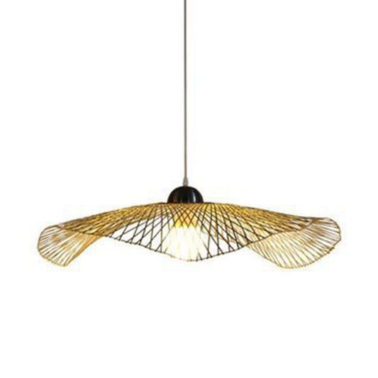 Lotus Leaf Pendant Bamboo Light Fixture - Asian Inspired Hanging Lamp For Restaurants (14/25.5/41