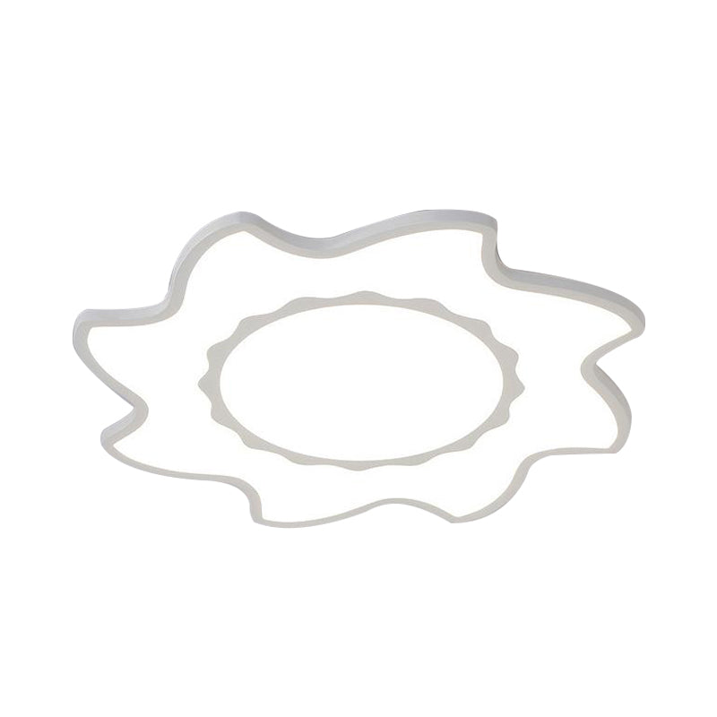 Blazing Sun Cartoon Acrylic LED Ceiling Lamp - White Flush Ceiling Light for Nursing Room
