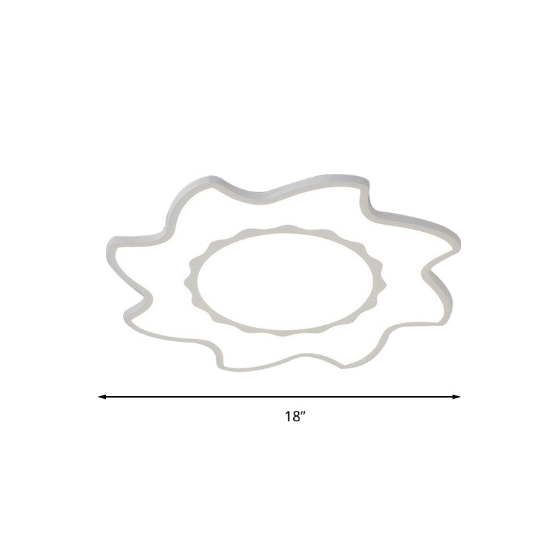 Blazing Sun Cartoon Acrylic LED Ceiling Lamp - White Flush Ceiling Light for Nursing Room