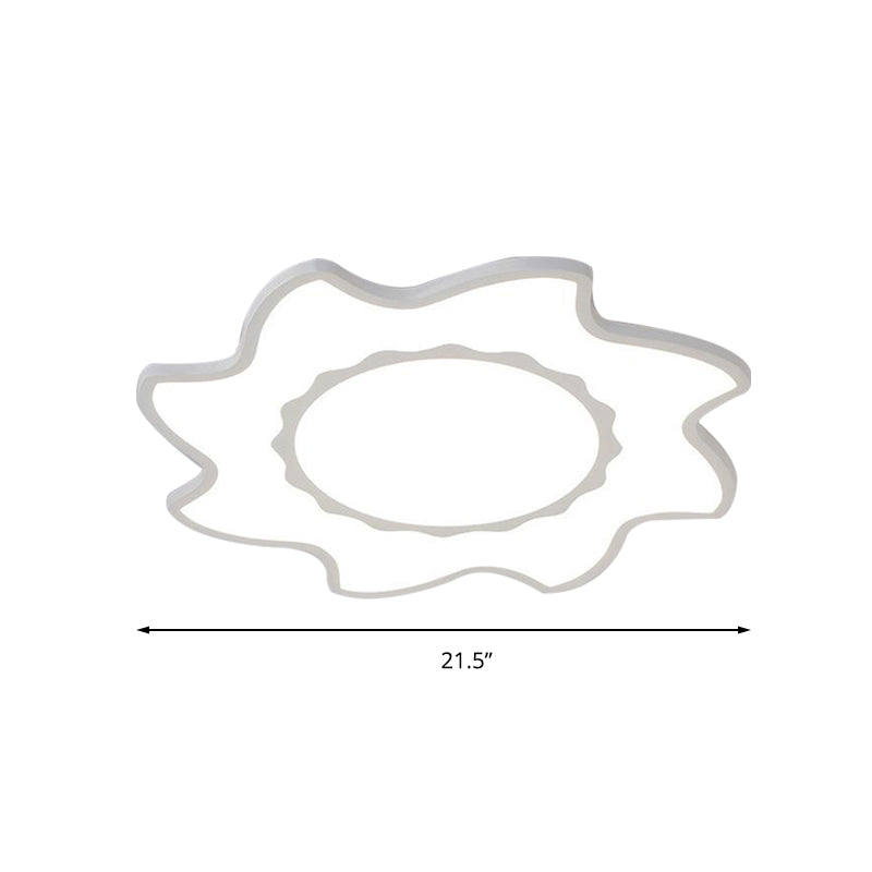 Blazing Sun Cartoon Acrylic LED Ceiling Lamp - White Flush Ceiling Light for Nursing Room