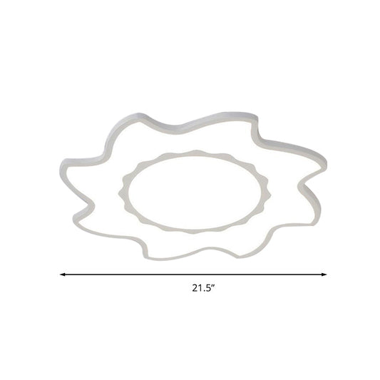 Blazing Sun Cartoon Acrylic Led Ceiling Lamp - White Flush Light For Nursing Room